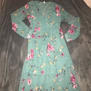 PINK BLUSH floral sheer maxi dress